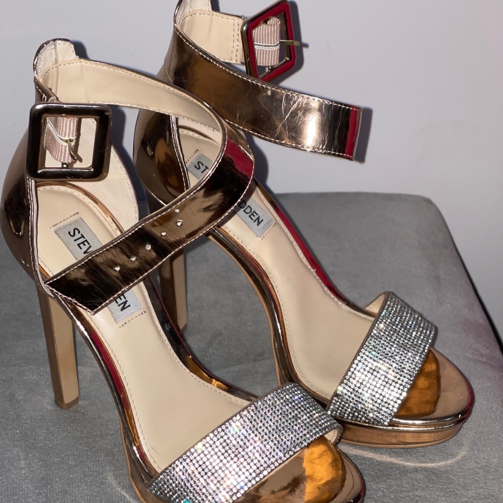 Rose gold rhinestone heels